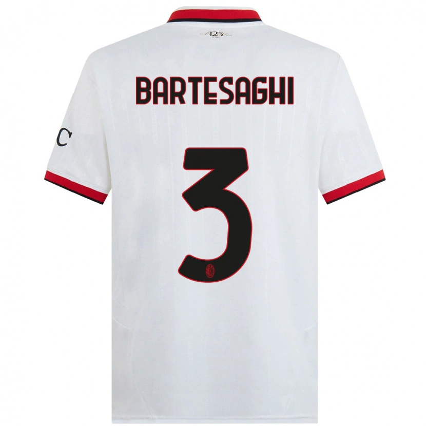 Danxen Enfant Maillot Davide Bartesaghi #3 Blanc Noir Rouge Tenues Extérieur 2024/25 T-Shirt