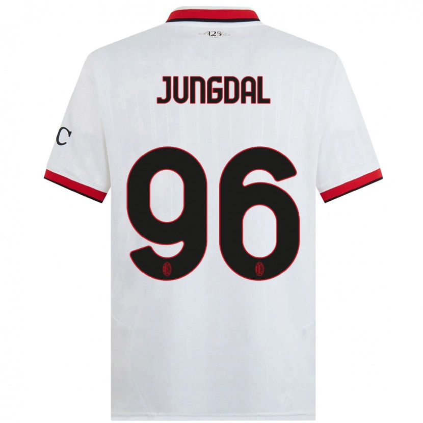 Danxen Enfant Maillot Andreas Jungdal #96 Blanc Noir Rouge Tenues Extérieur 2024/25 T-Shirt