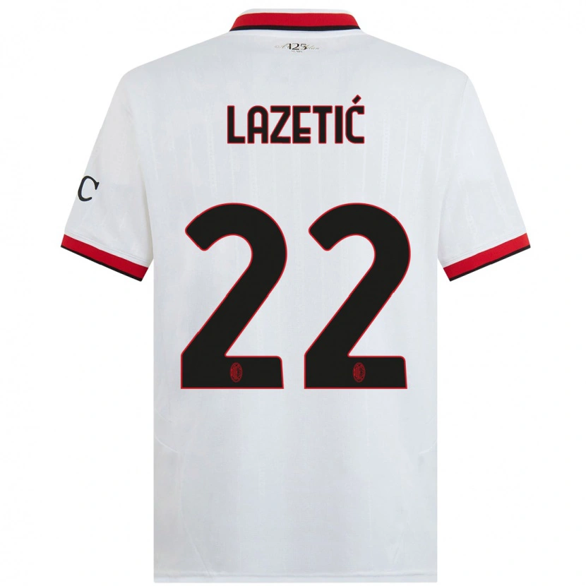 Danxen Enfant Maillot Marko Lazetic #22 Blanc Noir Rouge Tenues Extérieur 2024/25 T-Shirt