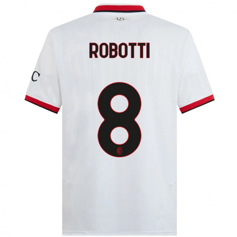 Danxen Enfant Maillot Giovanni Robotti #8 Blanc Noir Rouge Tenues Extérieur 2024/25 T-Shirt