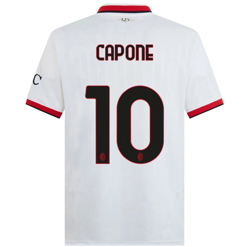 Danxen Enfant Maillot Andrea Capone #10 Blanc Noir Rouge Tenues Extérieur 2024/25 T-Shirt