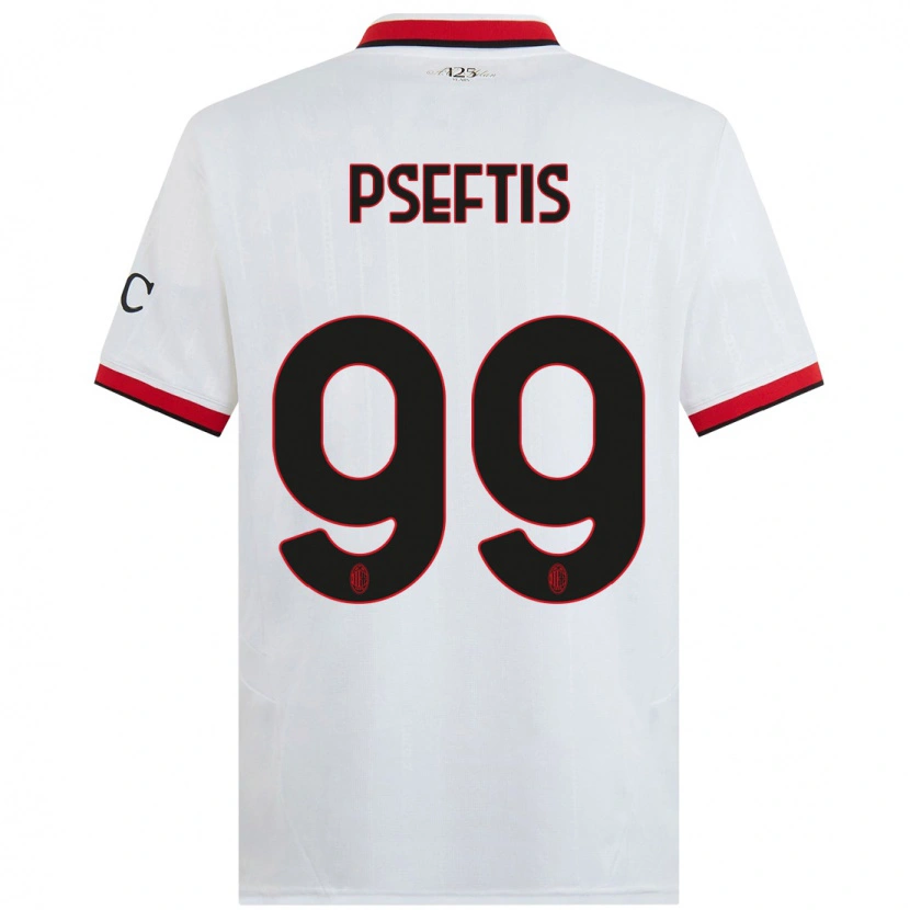 Danxen Enfant Maillot Fotios Pseftis #99 Blanc Noir Rouge Tenues Extérieur 2024/25 T-Shirt