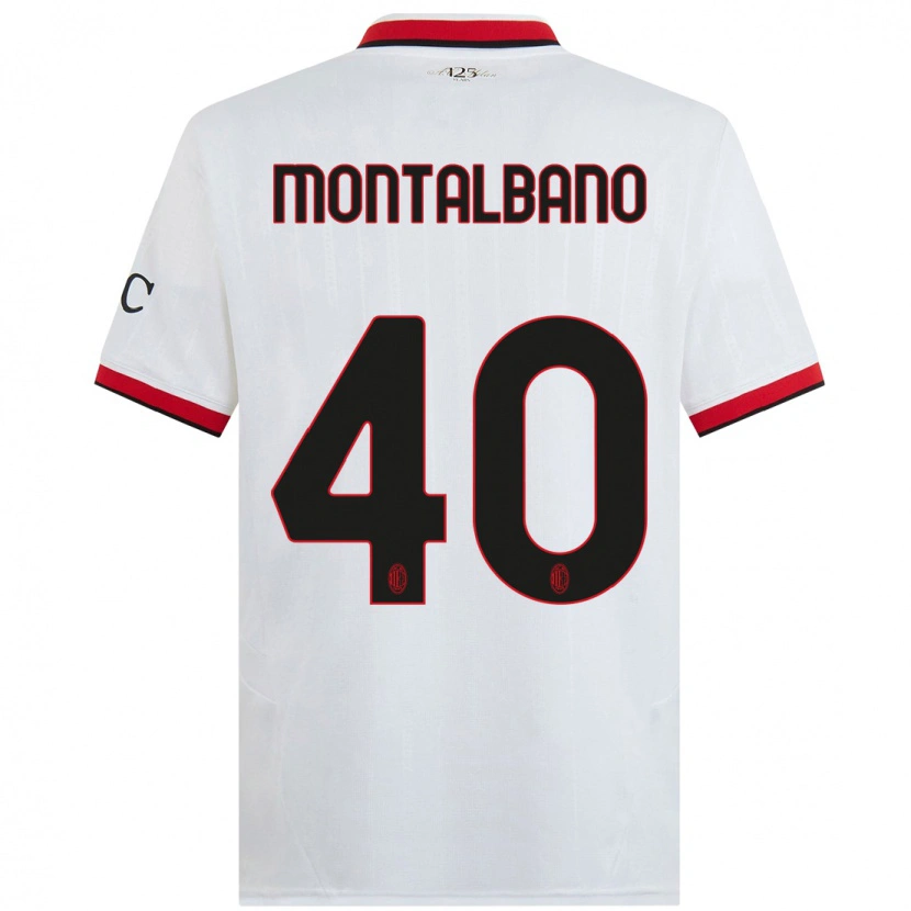 Danxen Enfant Maillot Nicolo Montalbano #40 Blanc Noir Rouge Tenues Extérieur 2024/25 T-Shirt