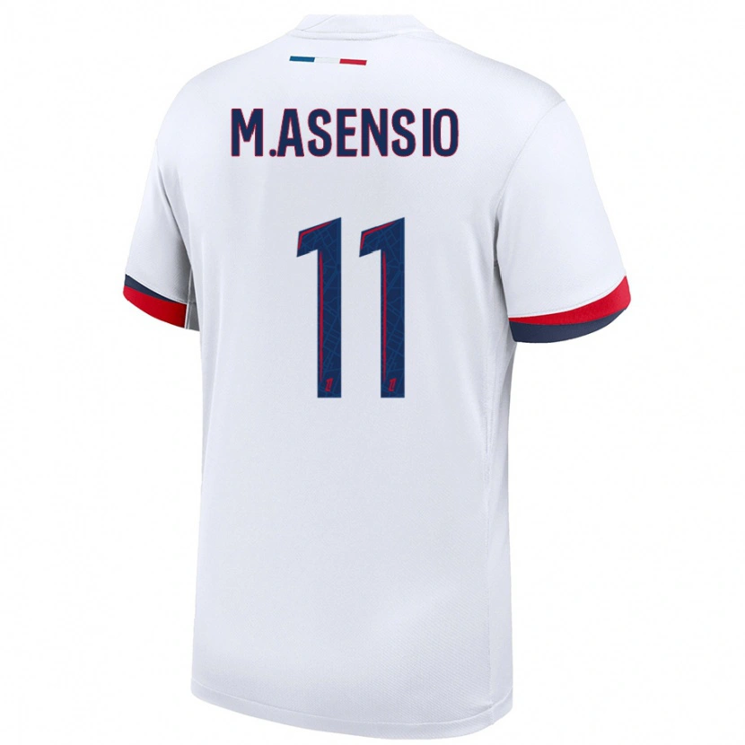 Danxen Enfant Maillot Marco Asensio #11 Blanc Bleu Rouge Tenues Extérieur 2024/25 T-Shirt