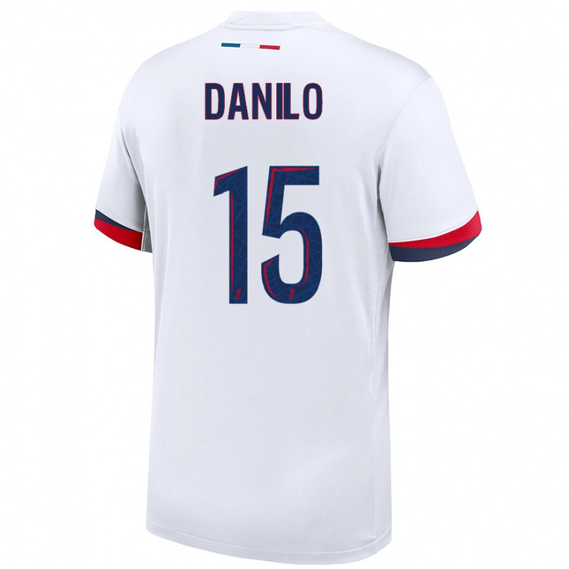 Danxen Enfant Maillot Danilo Pereira #15 Blanc Bleu Rouge Tenues Extérieur 2024/25 T-Shirt