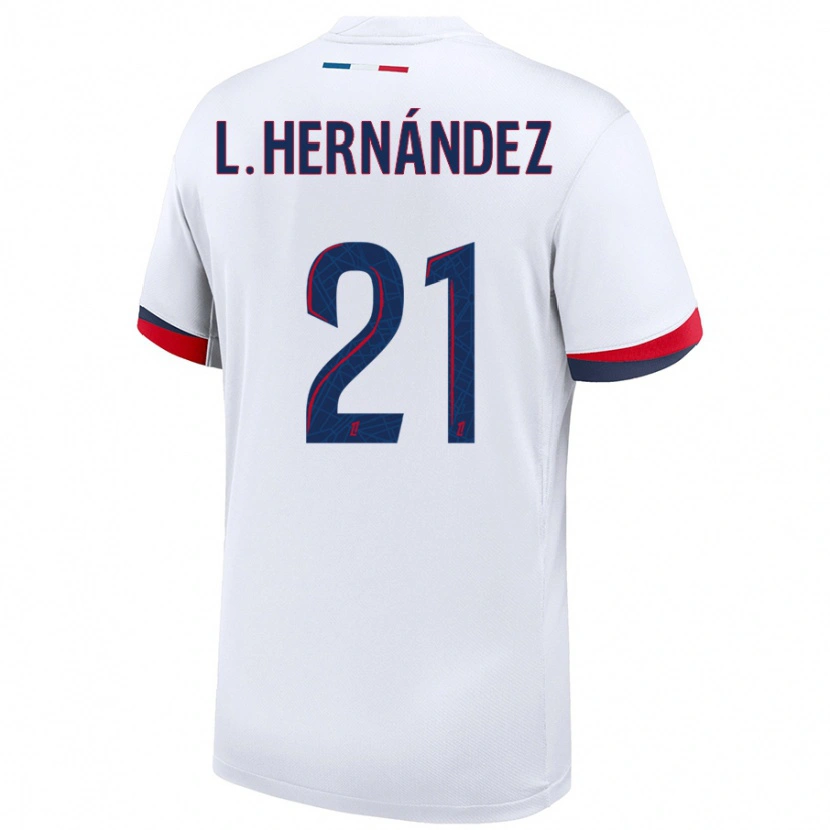 Danxen Enfant Maillot Lucas Hernández #21 Blanc Bleu Rouge Tenues Extérieur 2024/25 T-Shirt