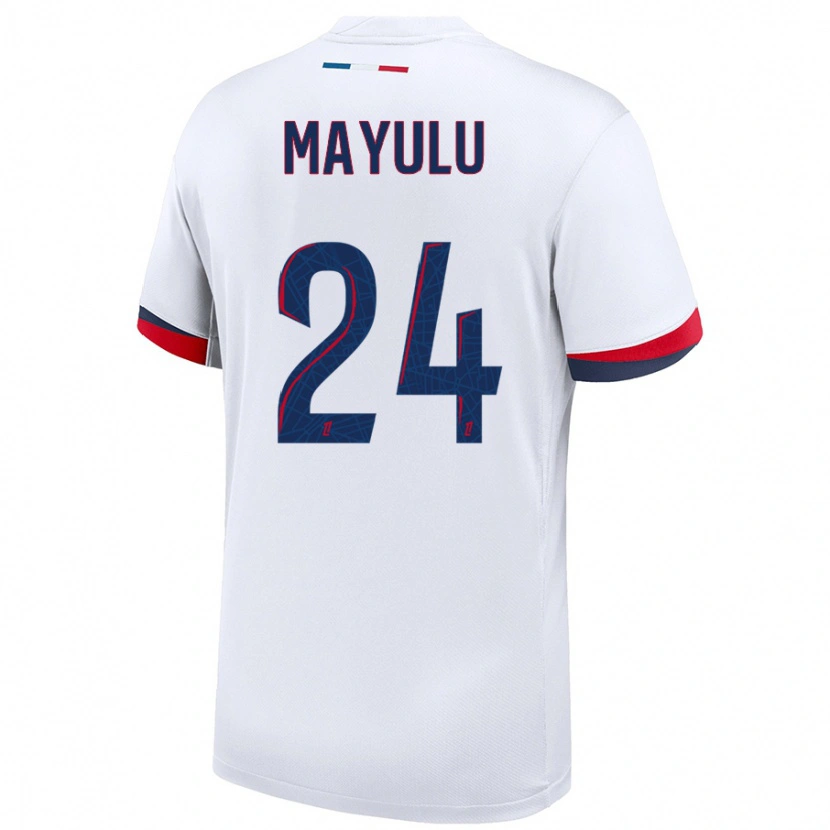 Danxen Enfant Maillot Senny Mayulu #24 Blanc Bleu Rouge Tenues Extérieur 2024/25 T-Shirt