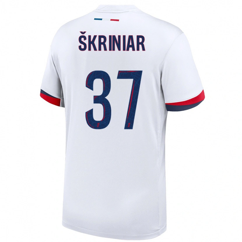 Danxen Enfant Maillot Milan Skriniar #37 Blanc Bleu Rouge Tenues Extérieur 2024/25 T-Shirt