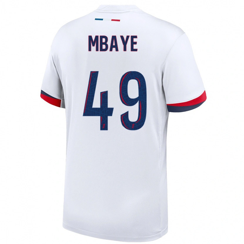 Danxen Enfant Maillot Ibrahim Mbaye #49 Blanc Bleu Rouge Tenues Extérieur 2024/25 T-Shirt