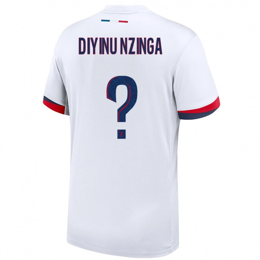 Danxen Enfant Maillot Vainqueur Diyinu Nzinga #0 Blanc Bleu Rouge Tenues Extérieur 2024/25 T-Shirt