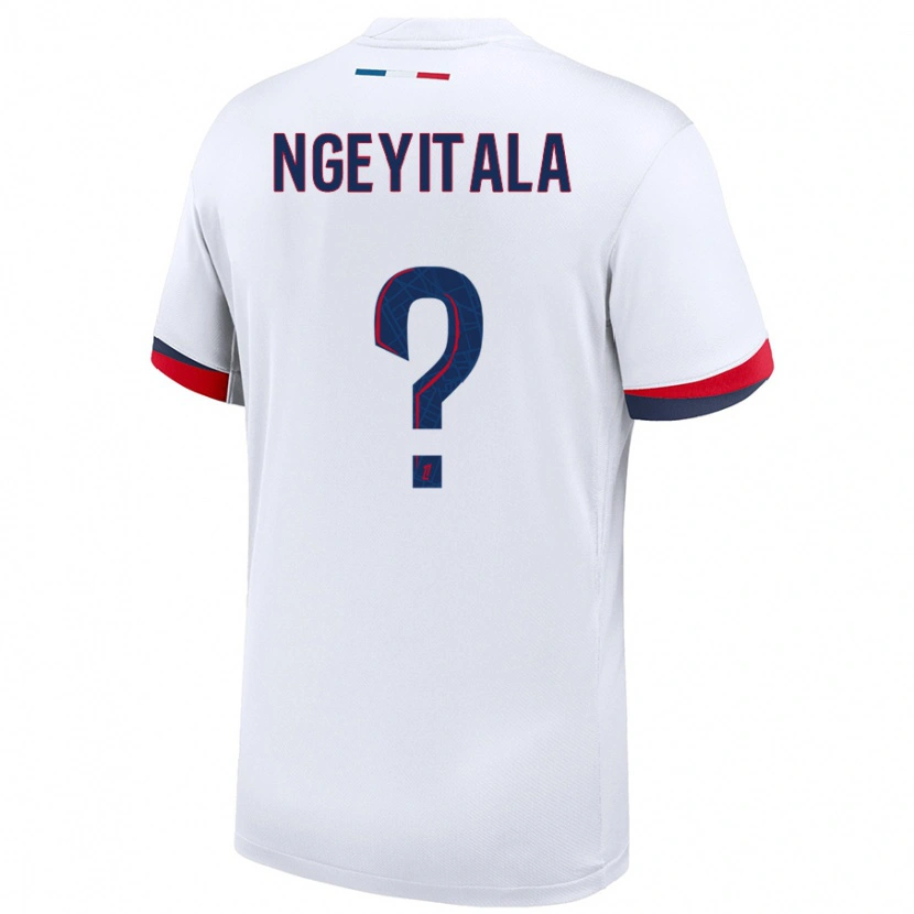 Danxen Enfant Maillot Aurélien Ngeyitala #0 Blanc Bleu Rouge Tenues Extérieur 2024/25 T-Shirt