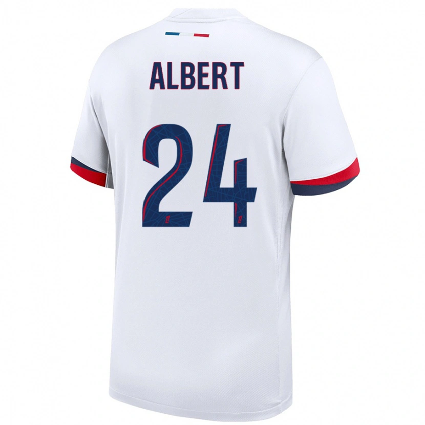 Danxen Enfant Maillot Korbin Albert #24 Blanc Bleu Rouge Tenues Extérieur 2024/25 T-Shirt