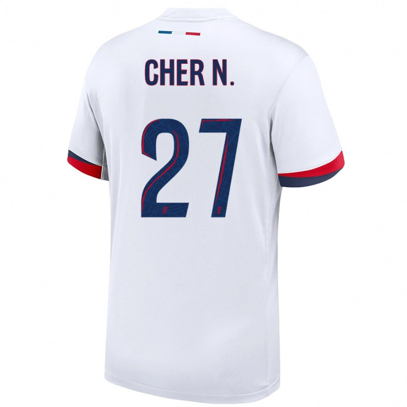 Danxen Enfant Maillot Cher Ndour #27 Blanc Bleu Rouge Tenues Extérieur 2024/25 T-Shirt