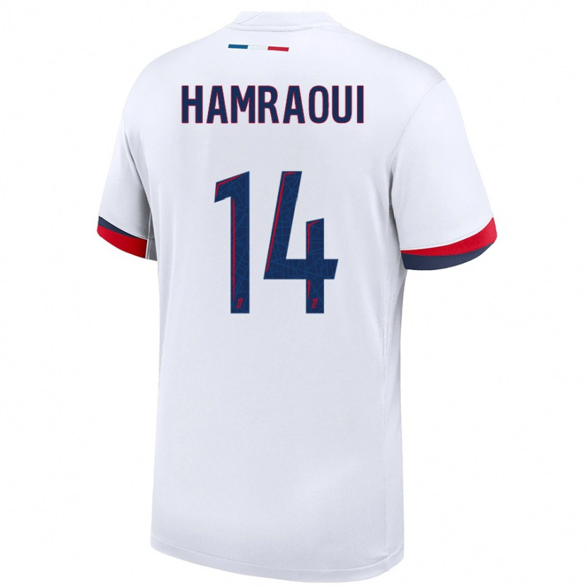 Danxen Enfant Maillot Kheira Hamraoui #14 Blanc Bleu Rouge Tenues Extérieur 2024/25 T-Shirt