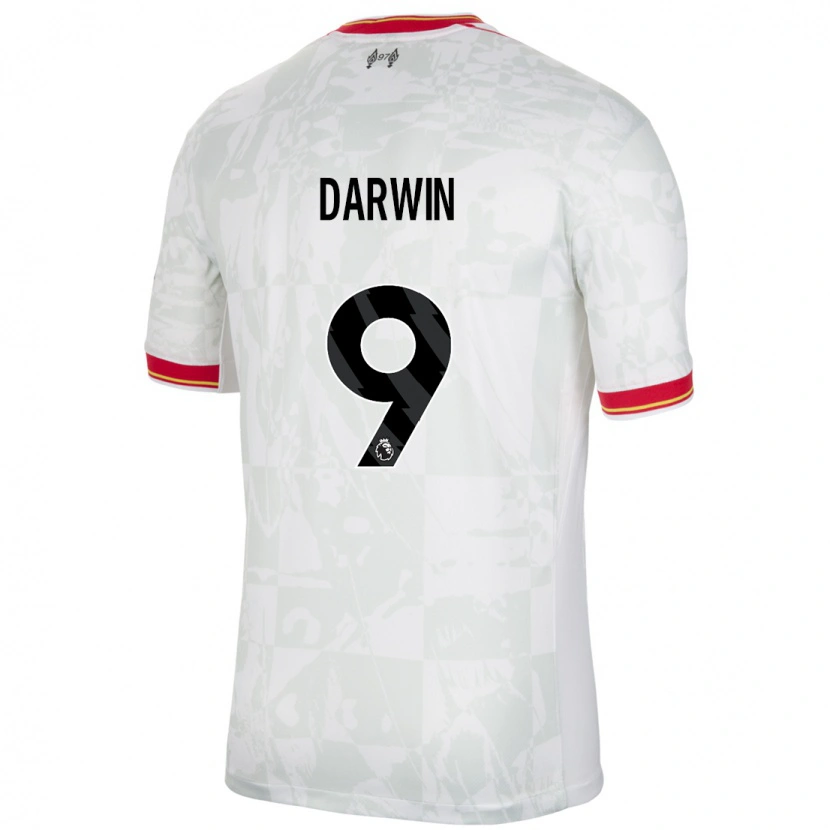 Danxen Enfant Maillot Darwin Núñez #9 Blanc Rouge Noir Troisieme 2024/25 T-Shirt