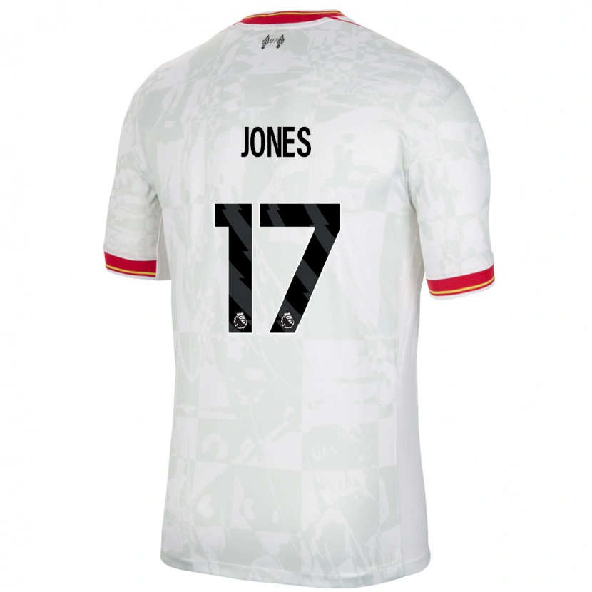 Danxen Enfant Maillot Curtis Jones #17 Blanc Rouge Noir Troisieme 2024/25 T-Shirt