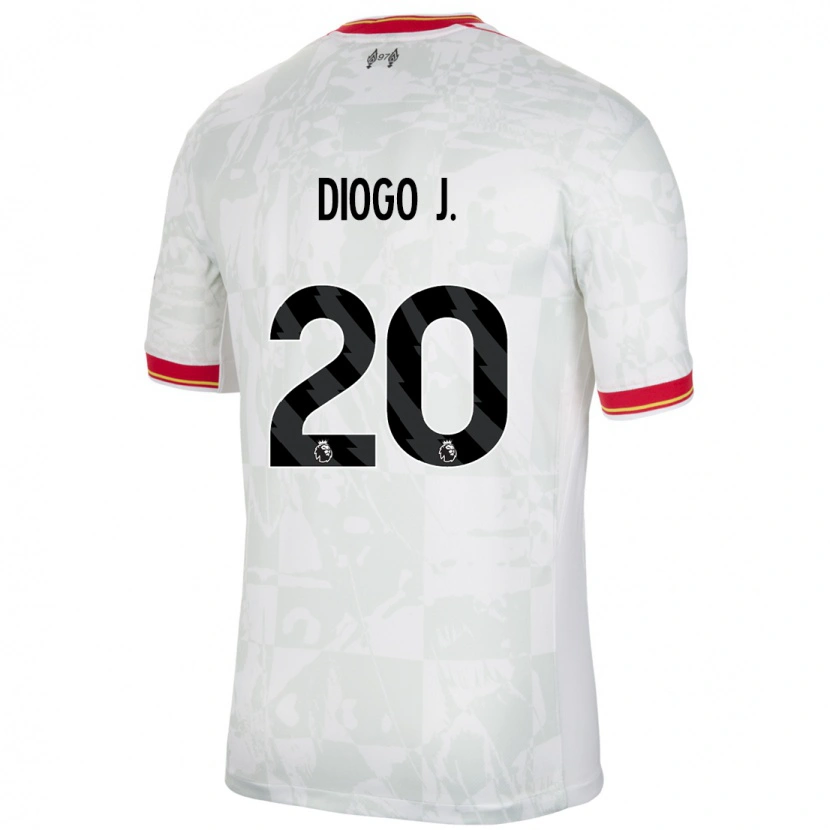 Danxen Enfant Maillot Diogo Jota #20 Blanc Rouge Noir Troisieme 2024/25 T-Shirt