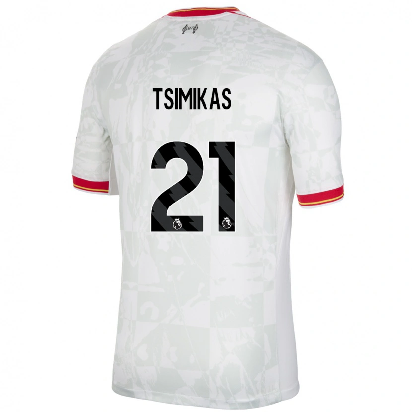 Danxen Enfant Maillot Konstantinos Tsimikas #21 Blanc Rouge Noir Troisieme 2024/25 T-Shirt