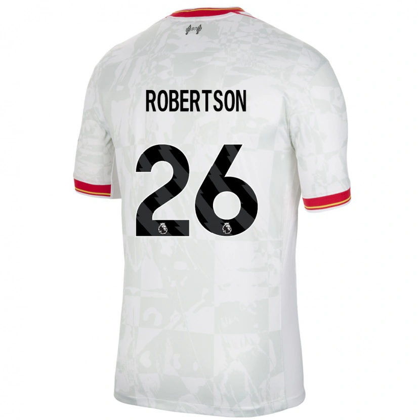 Danxen Enfant Maillot Andrew Robertson #26 Blanc Rouge Noir Troisieme 2024/25 T-Shirt