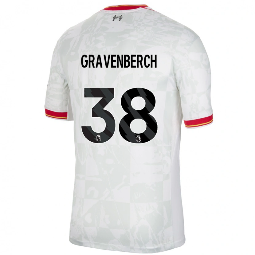 Danxen Enfant Maillot Ryan Gravenberch #38 Blanc Rouge Noir Troisieme 2024/25 T-Shirt