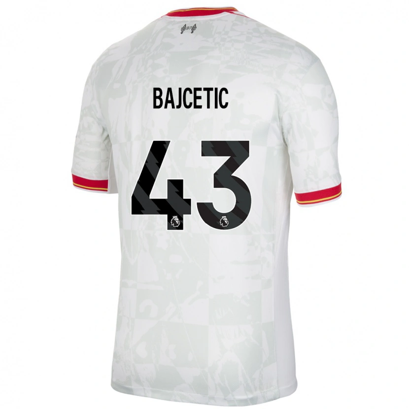 Danxen Enfant Maillot Stefan Bajcetic #43 Blanc Rouge Noir Troisieme 2024/25 T-Shirt