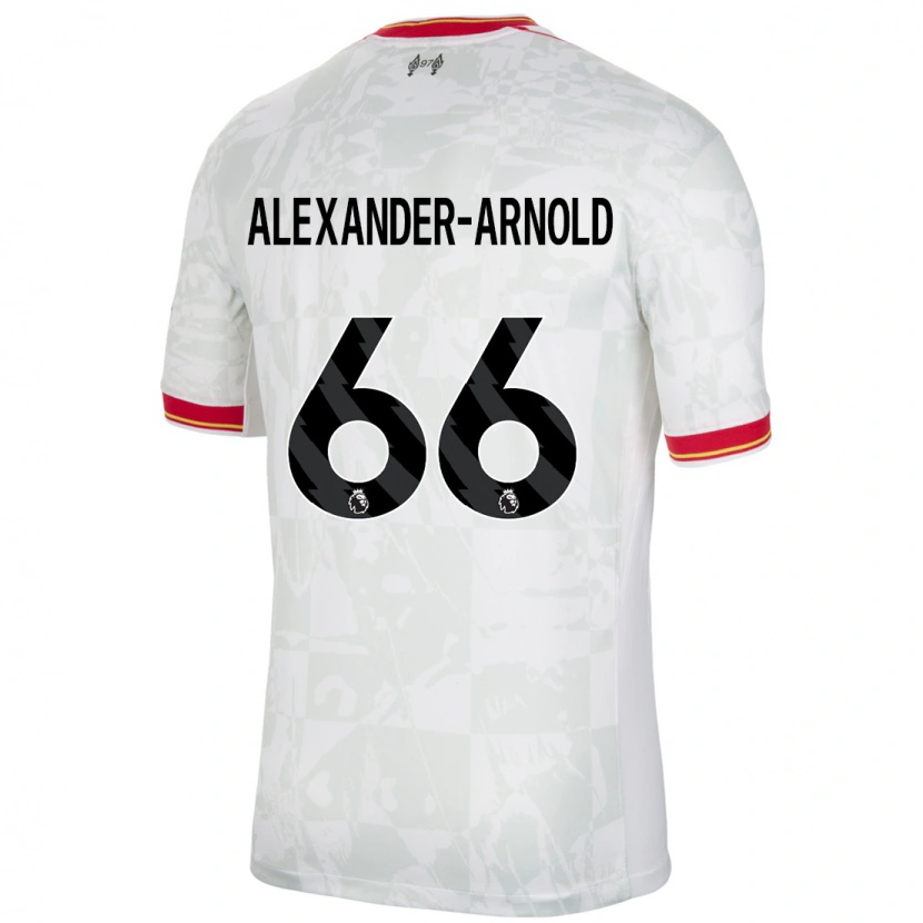 Danxen Enfant Maillot Trent Alexander-Arnold #66 Blanc Rouge Noir Troisieme 2024/25 T-Shirt