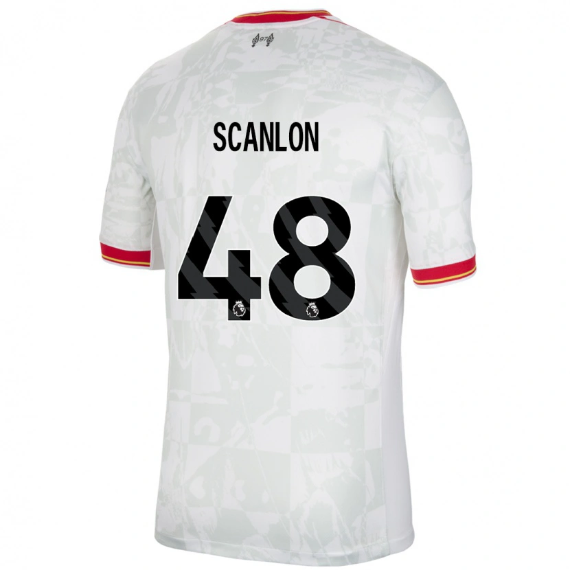 Danxen Enfant Maillot Calum Scanlon #48 Blanc Rouge Noir Troisieme 2024/25 T-Shirt