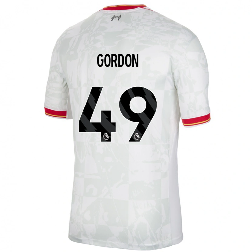 Danxen Enfant Maillot Kaide Gordon #49 Blanc Rouge Noir Troisieme 2024/25 T-Shirt