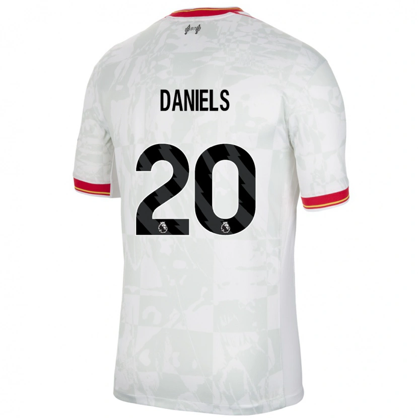 Danxen Enfant Maillot Yana Daniëls #20 Blanc Rouge Noir Troisieme 2024/25 T-Shirt