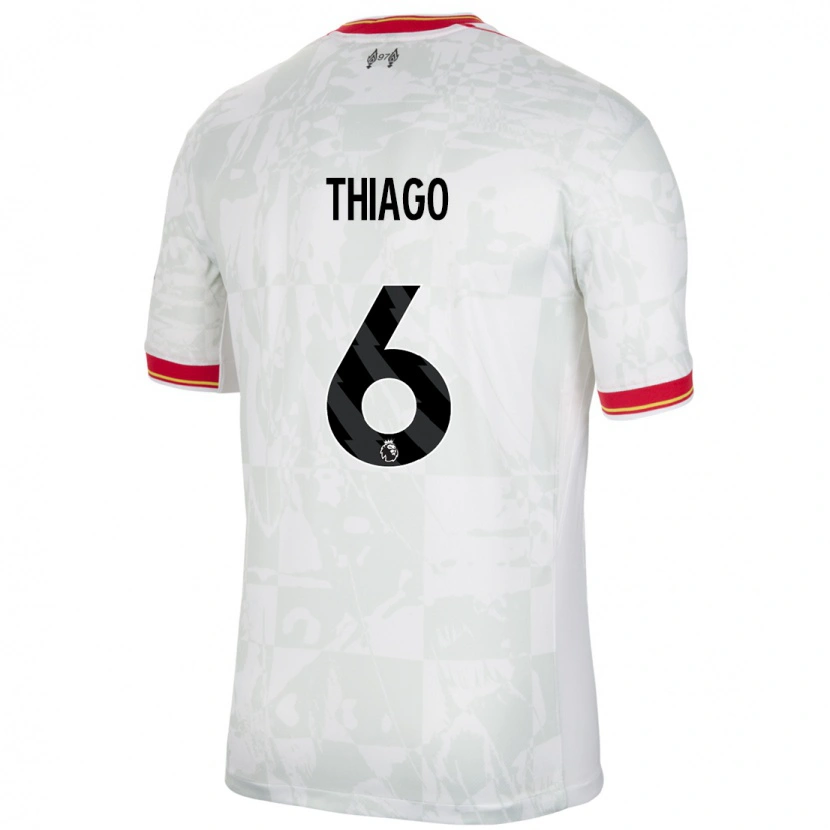 Danxen Enfant Maillot Thiago #6 Blanc Rouge Noir Troisieme 2024/25 T-Shirt