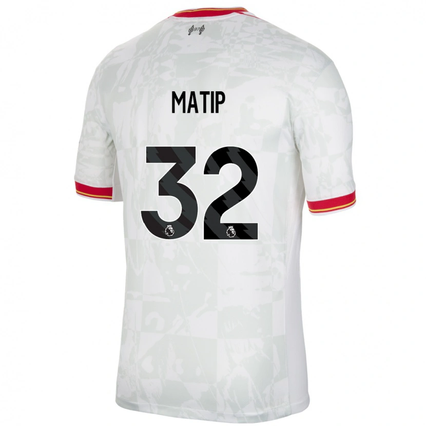 Danxen Enfant Maillot Joel Matip #32 Blanc Rouge Noir Troisieme 2024/25 T-Shirt