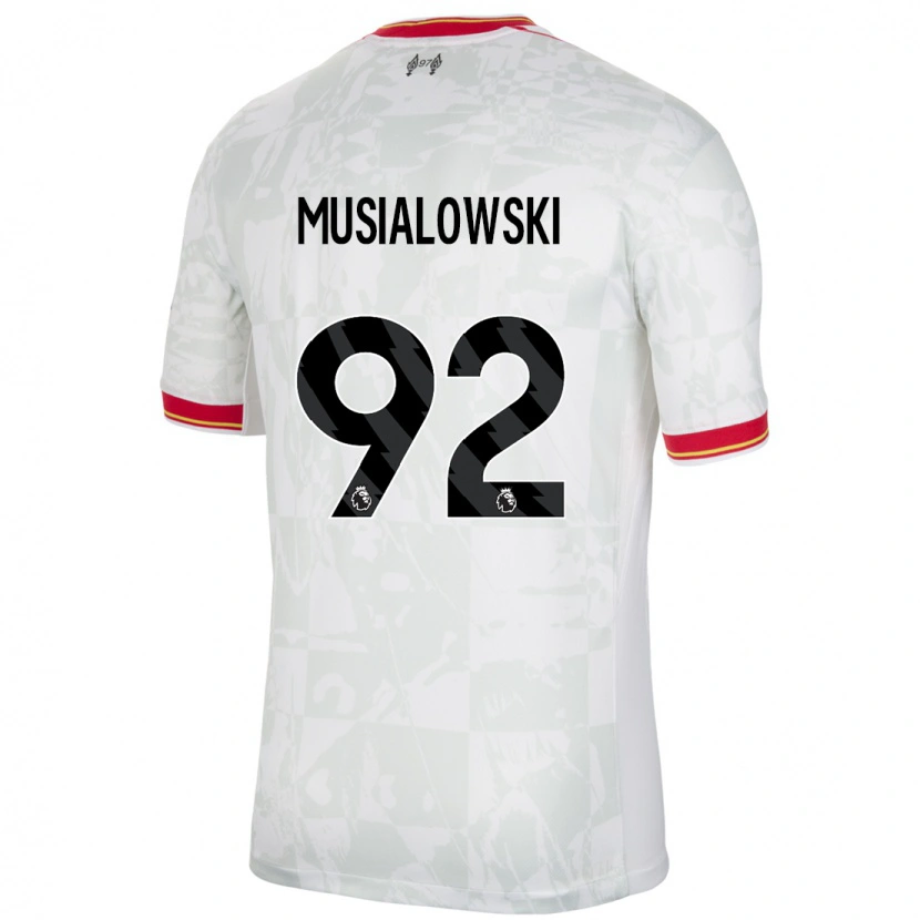 Danxen Enfant Maillot Mateusz Musialowski #92 Blanc Rouge Noir Troisieme 2024/25 T-Shirt