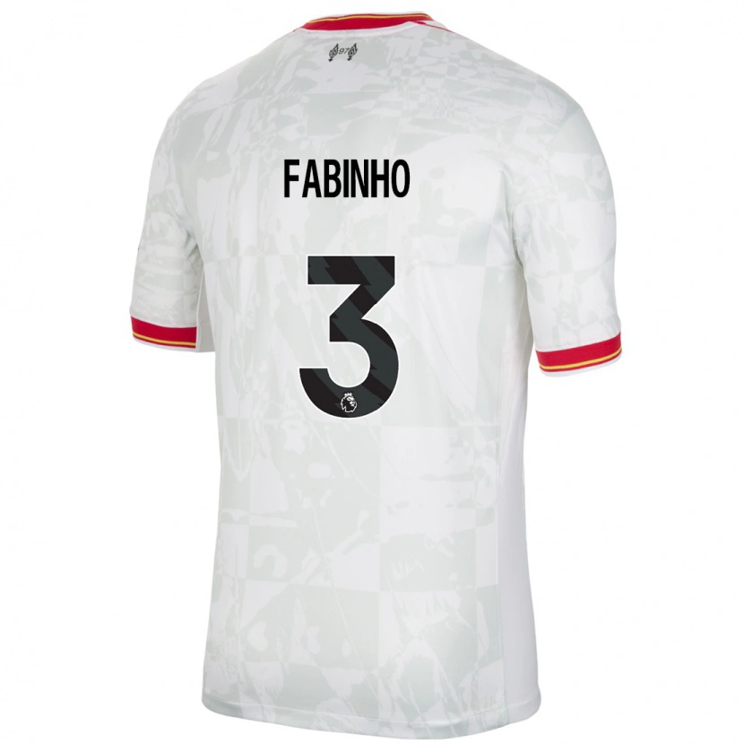 Danxen Enfant Maillot Fabinho #3 Blanc Rouge Noir Troisieme 2024/25 T-Shirt