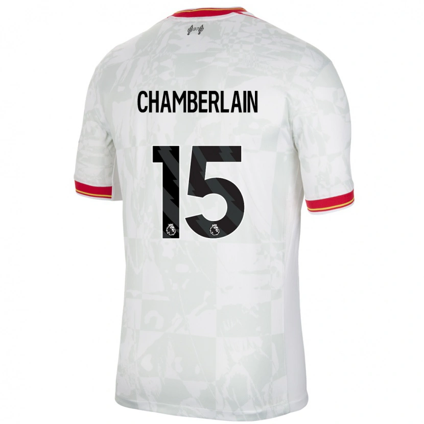 Danxen Enfant Maillot Alex Oxlade Chamberlain #15 Blanc Rouge Noir Troisieme 2024/25 T-Shirt