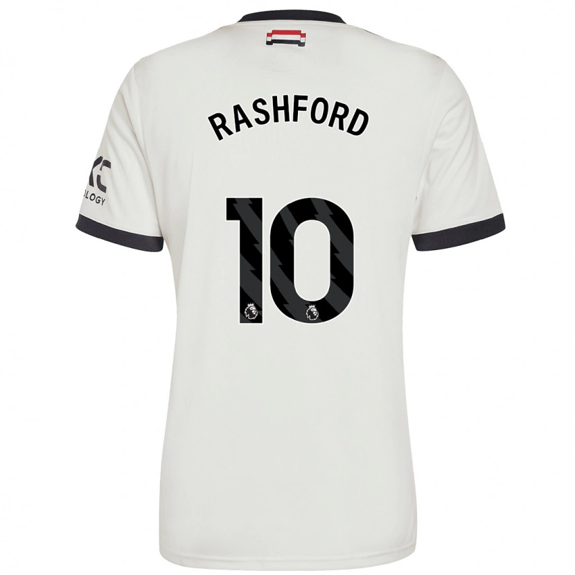 Danxen Enfant Maillot Marcus Rashford #10 Blanc Cassé Troisieme 2024/25 T-Shirt