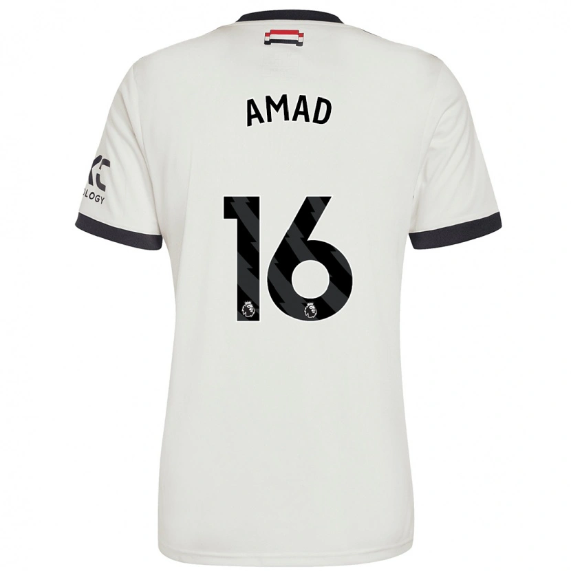 Danxen Enfant Maillot Amad Diallo #16 Blanc Cassé Troisieme 2024/25 T-Shirt