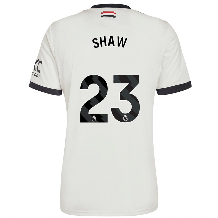 Danxen Enfant Maillot Luke Shaw #23 Blanc Cassé Troisieme 2024/25 T-Shirt