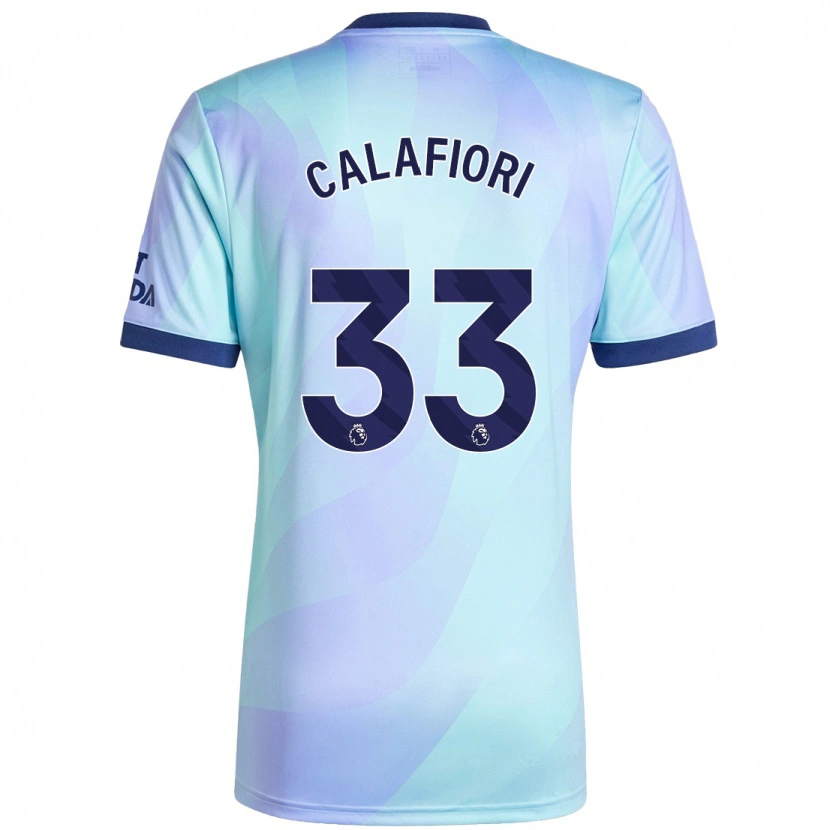 Danxen Enfant Maillot Riccardo Calafiori #33 Aqua Troisieme 2024/25 T-Shirt