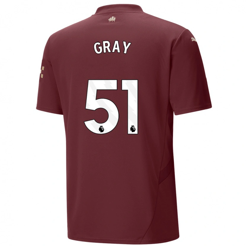 Danxen Enfant Maillot Charlie Gray #51 Marron Troisieme 2024/25 T-Shirt