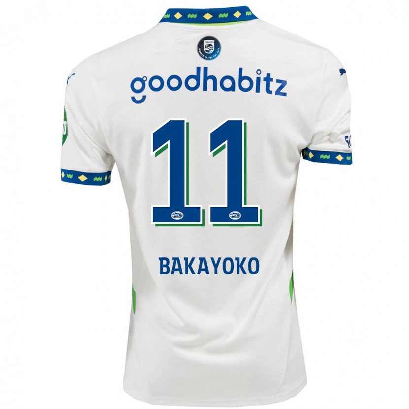 Danxen Enfant Maillot Johan Bakayoko #11 Blanc Bleu Foncé Troisieme 2024/25 T-Shirt