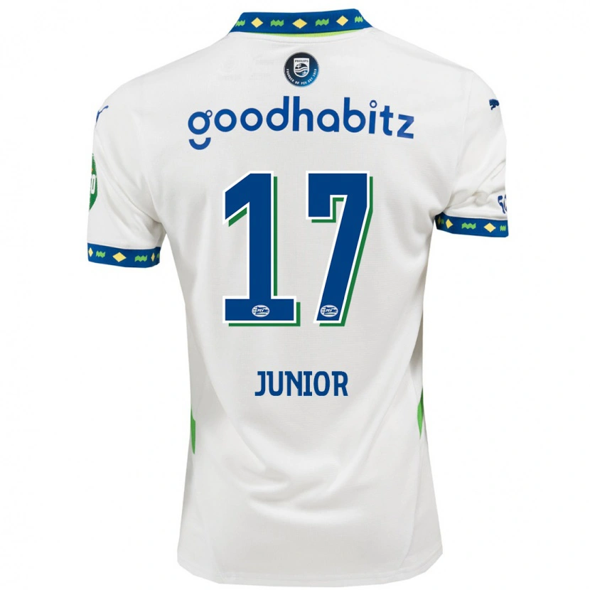 Danxen Enfant Maillot Mauro Júnior #17 Blanc Bleu Foncé Troisieme 2024/25 T-Shirt