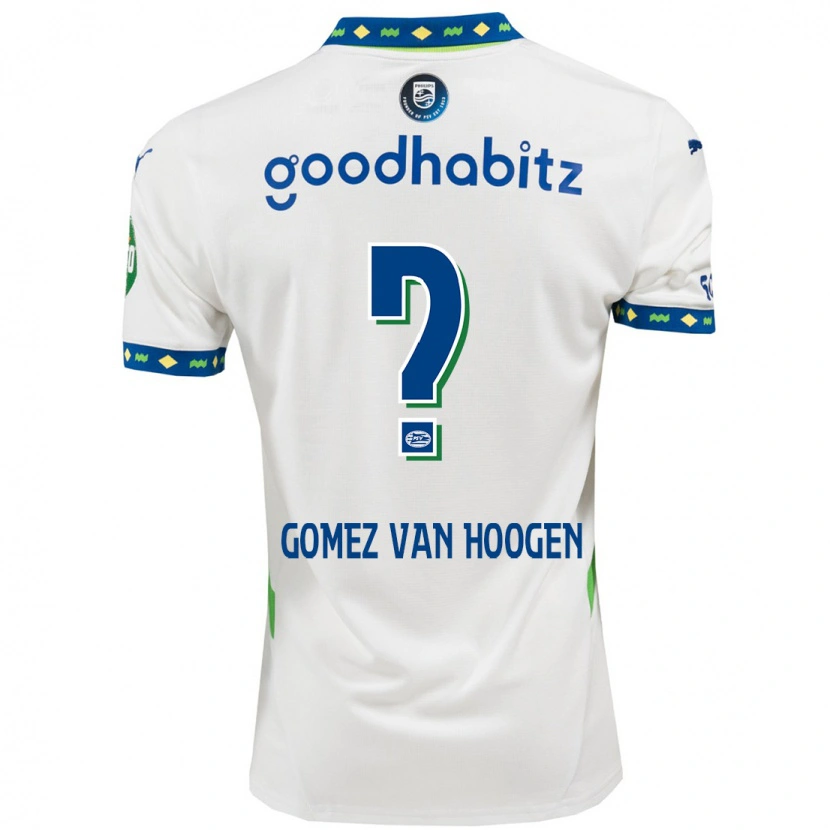 Danxen Enfant Maillot Samuel Gomez Van Hoogen #0 Blanc Bleu Foncé Troisieme 2024/25 T-Shirt