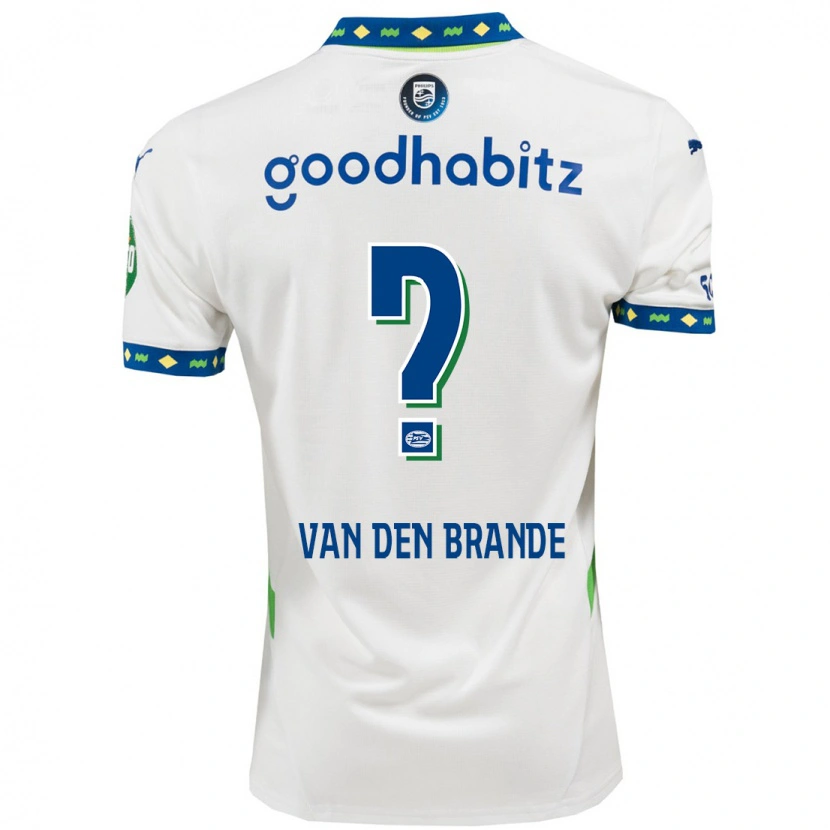 Danxen Enfant Maillot Daan Van Den Brande #0 Blanc Bleu Foncé Troisieme 2024/25 T-Shirt