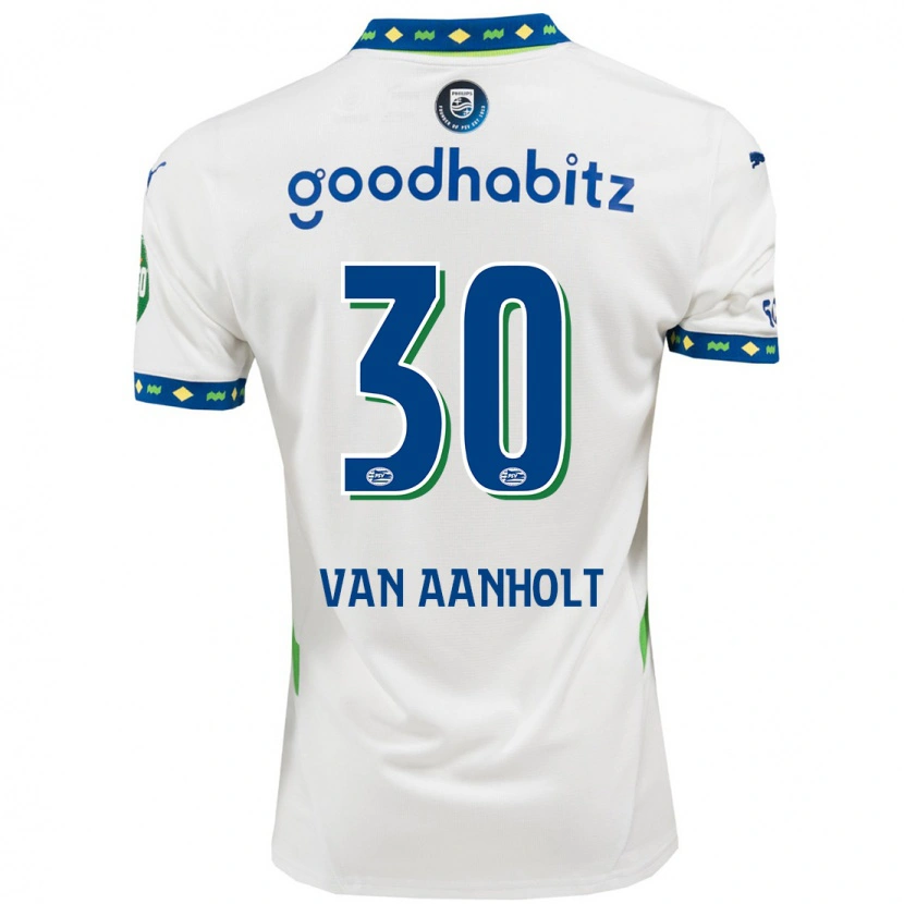 Danxen Enfant Maillot Patrick Van Aanholt #30 Blanc Bleu Foncé Troisieme 2024/25 T-Shirt