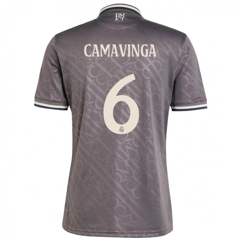 Danxen Enfant Maillot Eduardo Camavinga #6 Anthracite Troisieme 2024/25 T-Shirt