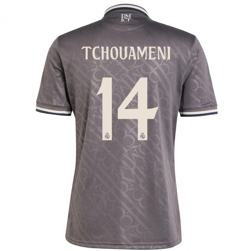 Danxen Enfant Maillot Aurélien Tchouaméni #14 Anthracite Troisieme 2024/25 T-Shirt