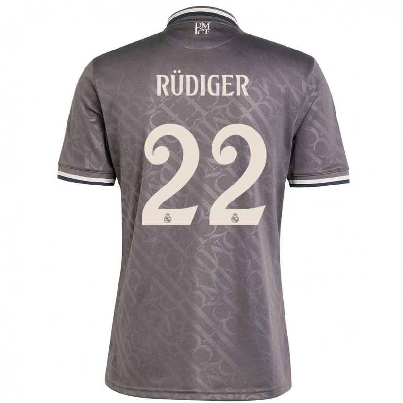 Danxen Enfant Maillot Antonio Rüdiger #22 Anthracite Troisieme 2024/25 T-Shirt