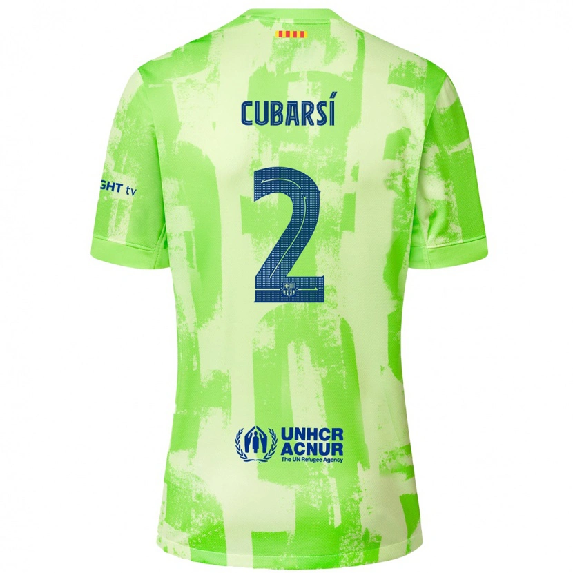 Danxen Enfant Maillot Pau Cubarsí #2 Citron Vert Troisieme 2024/25 T-Shirt