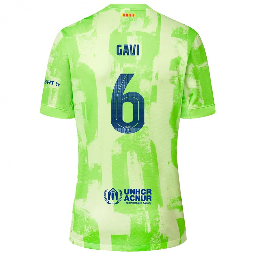 Danxen Enfant Maillot Gavi #6 Citron Vert Troisieme 2024/25 T-Shirt