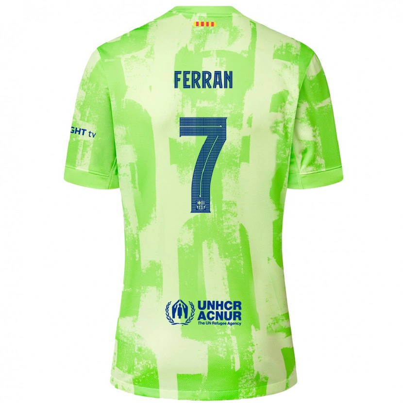 Danxen Enfant Maillot Ferran Torres #7 Citron Vert Troisieme 2024/25 T-Shirt